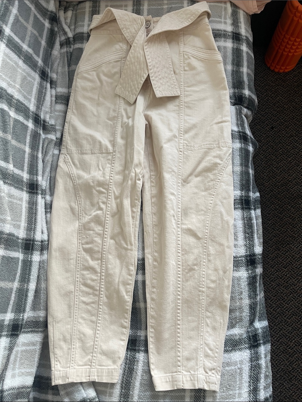 Ulla Johnson Off-White/Taupe Denim Pants